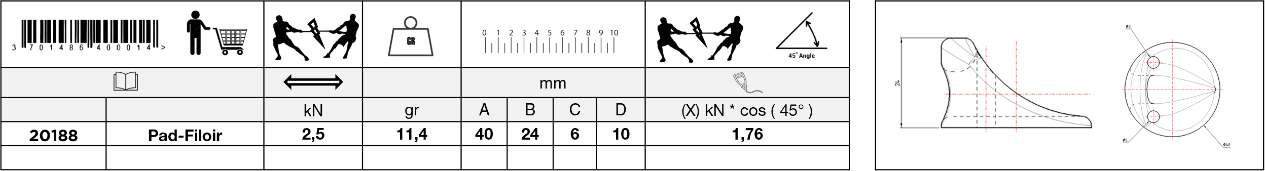 Filoir de mat ç coller Pad-Filoir